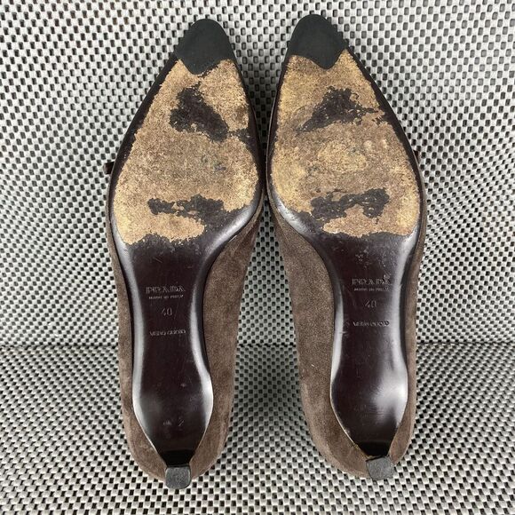 Prada Heels Womens Size 40 Brown Leather Pointed Toe Formal Made in Italy - Picture 12 of 13